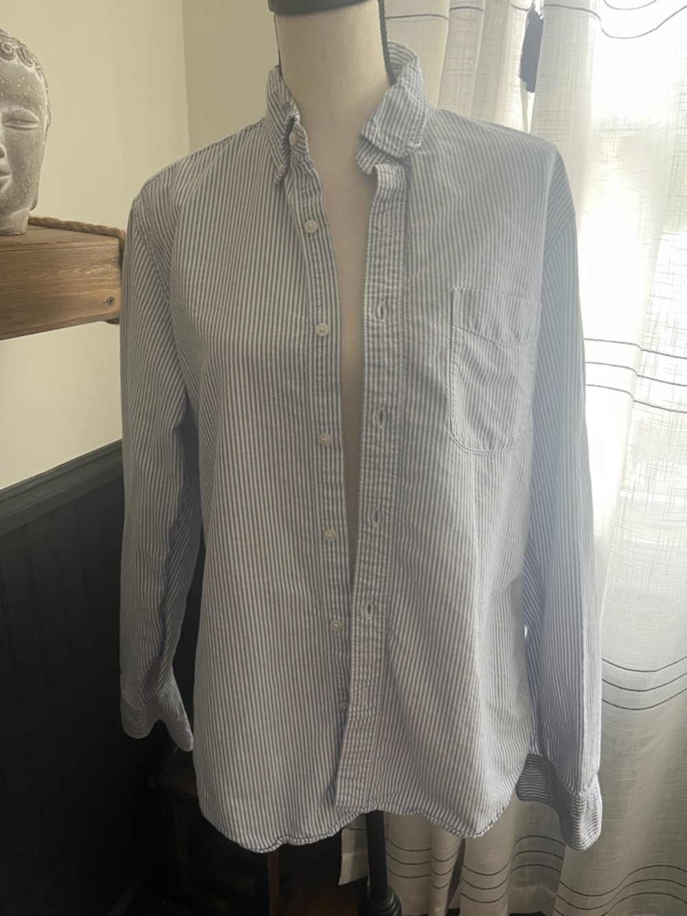 J. Crew Blue & White Striped Women's Button-Down Shirt